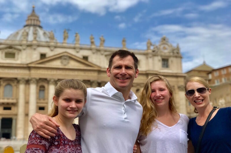 3 people in front of St. Peter's Basilica