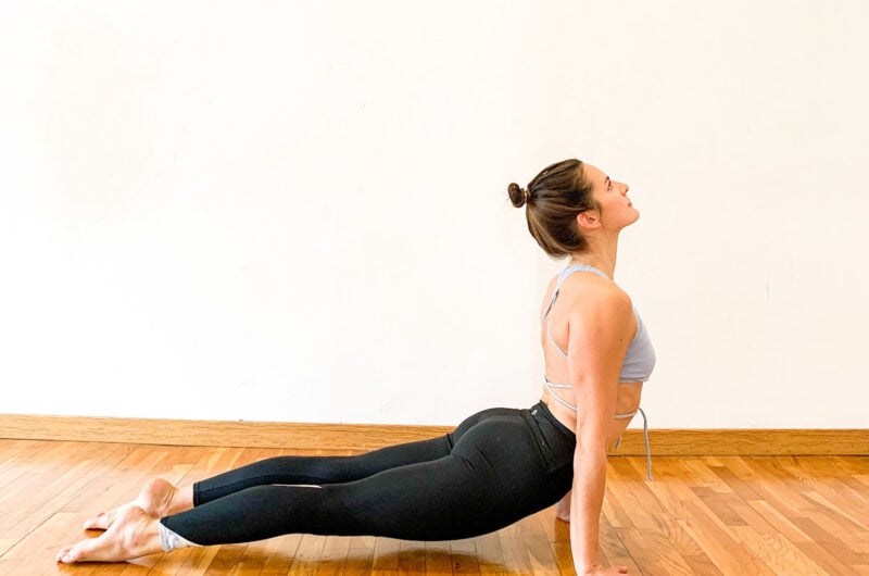 Woman stretching in a yoga studio