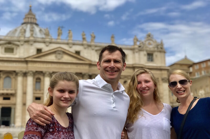 3 people in front of St. Peter's Basilica