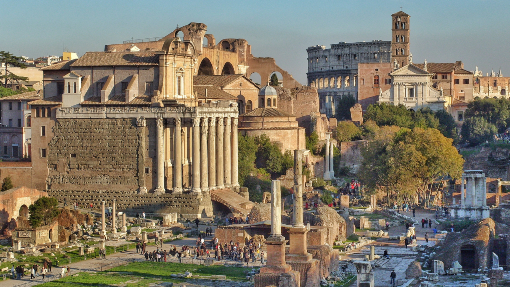 View of ruins in the Roman Forum