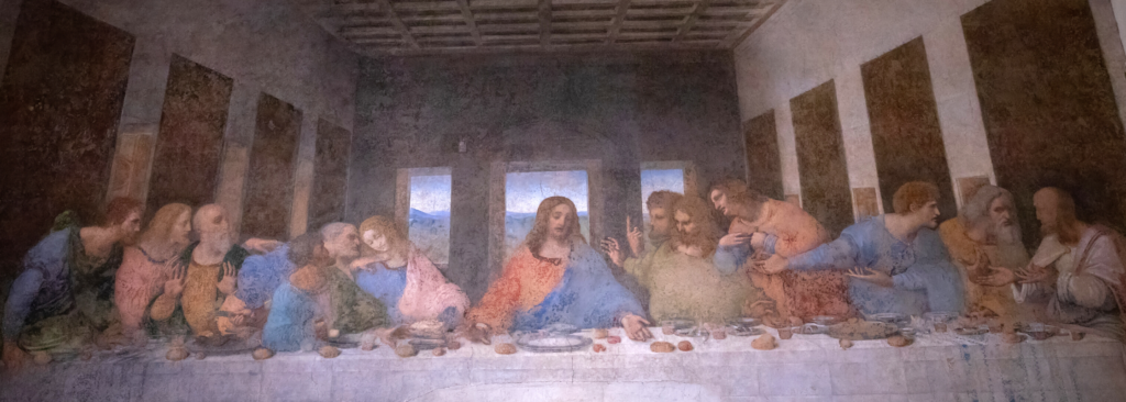 A painting of the Last Supper by Leonardo da Vinci