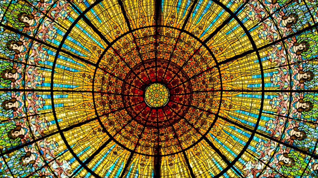 circular stained glass window from Palau del la Musica