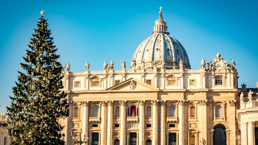 Christmas tree outside St. Peter's Basilica, Rome