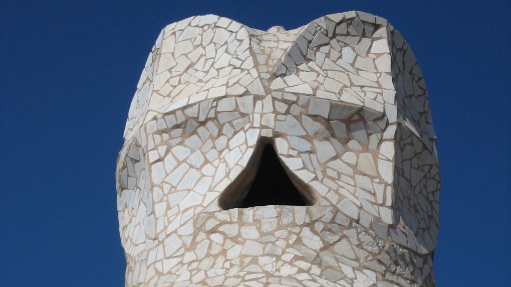 detail of a face on the roof of La Pedrera