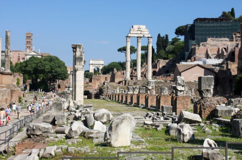 tour of temple ruins in ancient Roman forum