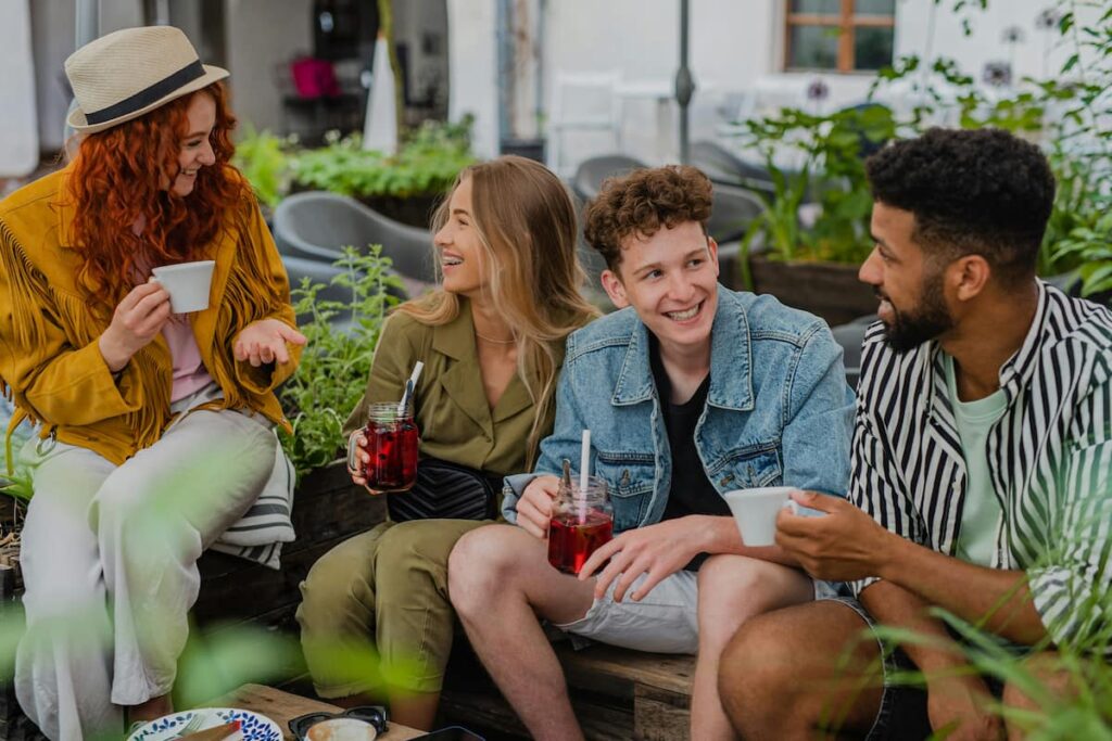 group of young people hanging